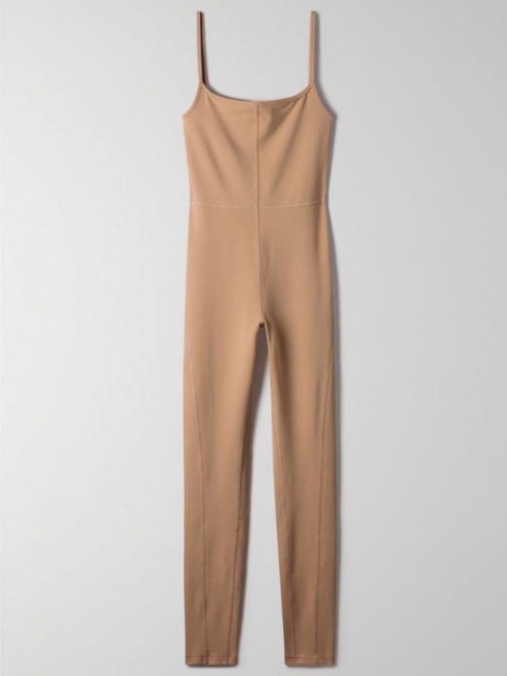 Aritzia Wilfred Free Honey Beige Brown full length Divinity Jumpsuit. Size M